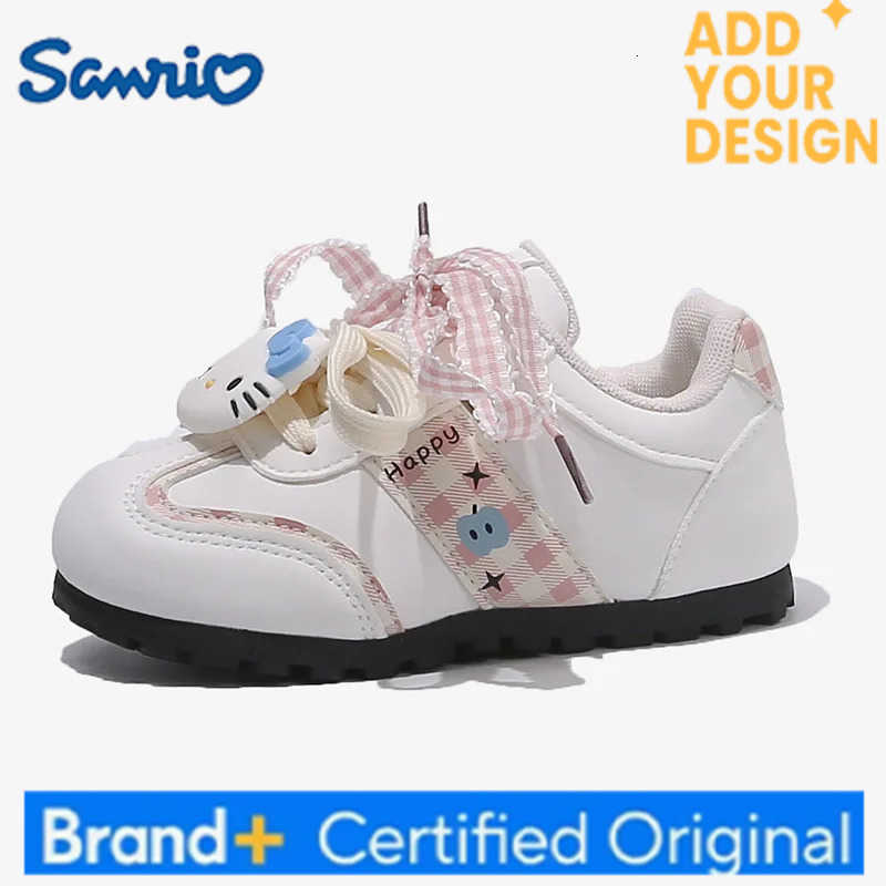 Sanrio KidsCasual Shoes Sneakers Cartoon Hello Kitty Bow PU Leather For Girls Printed Anti-slip Breathable Blue Pink Shoes Size 28-38 H2512231