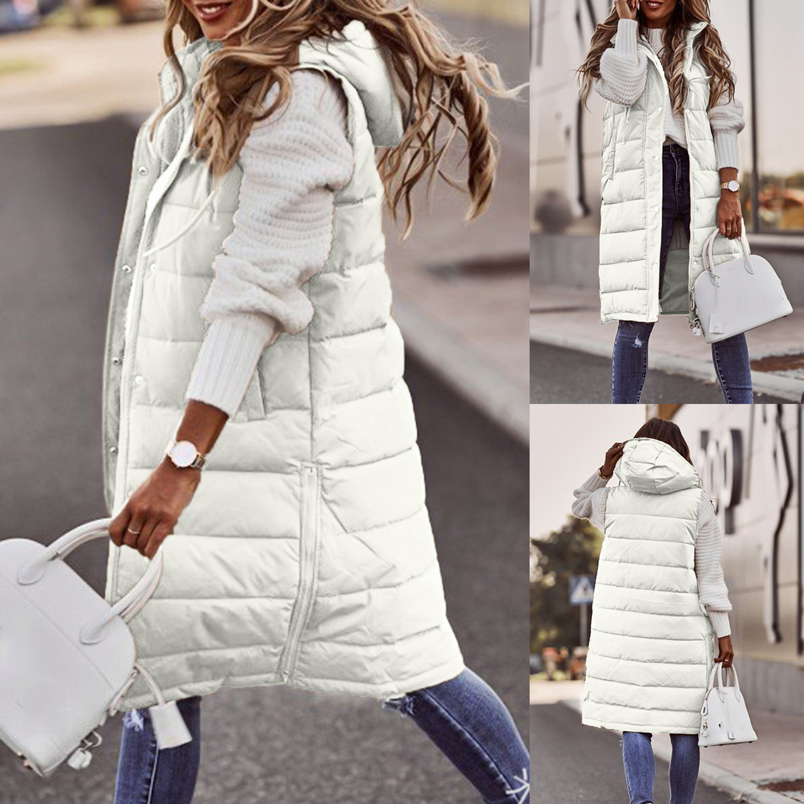 Women's Vests Winter Outwear Elegant Jackets Fashion Padded Long Coat Sleeveless Vest Ladies Overcoat Warm Quilted