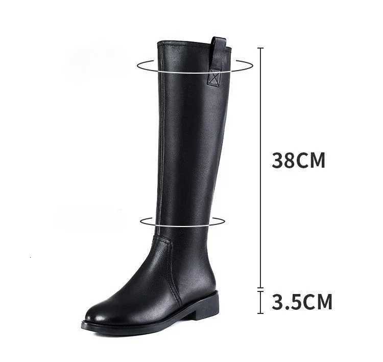 Knight Boots for Women Autumn and Winter Soft Leather Square Heel Zip Modern Boots Fashion Round Toe Thin Fleece Knee-high BootsT251223