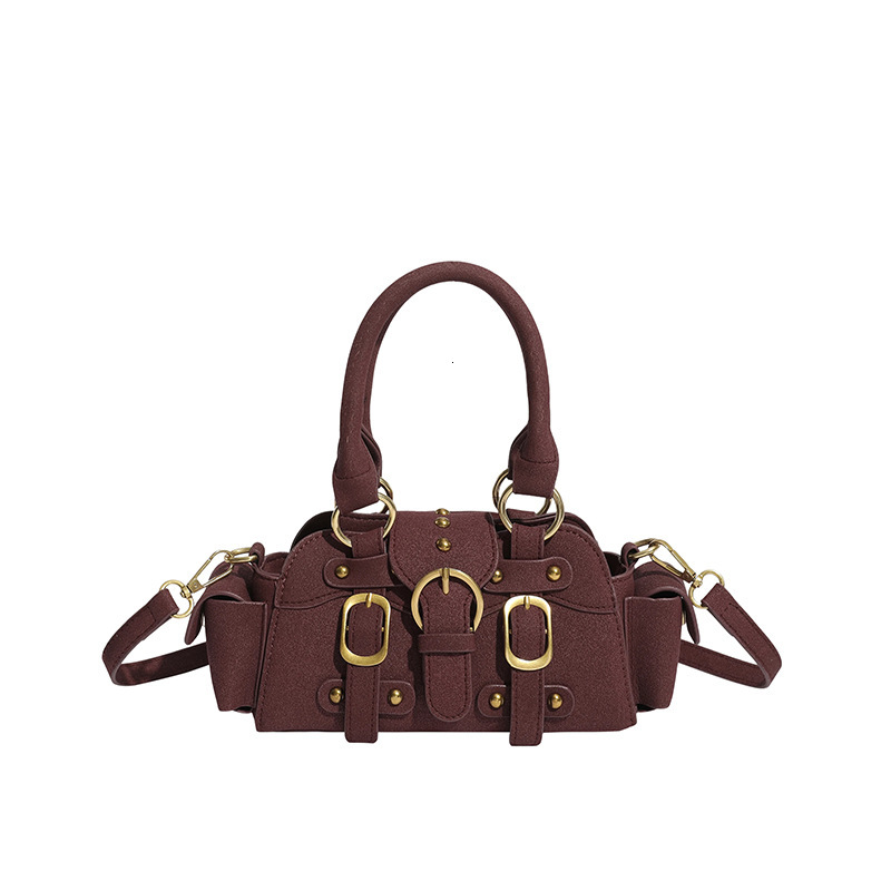 Fashionable solid color motorcycle bag with trendy texture women's crossbody bag spicy girl style avant-garde luxury handbag exquisite fashion de