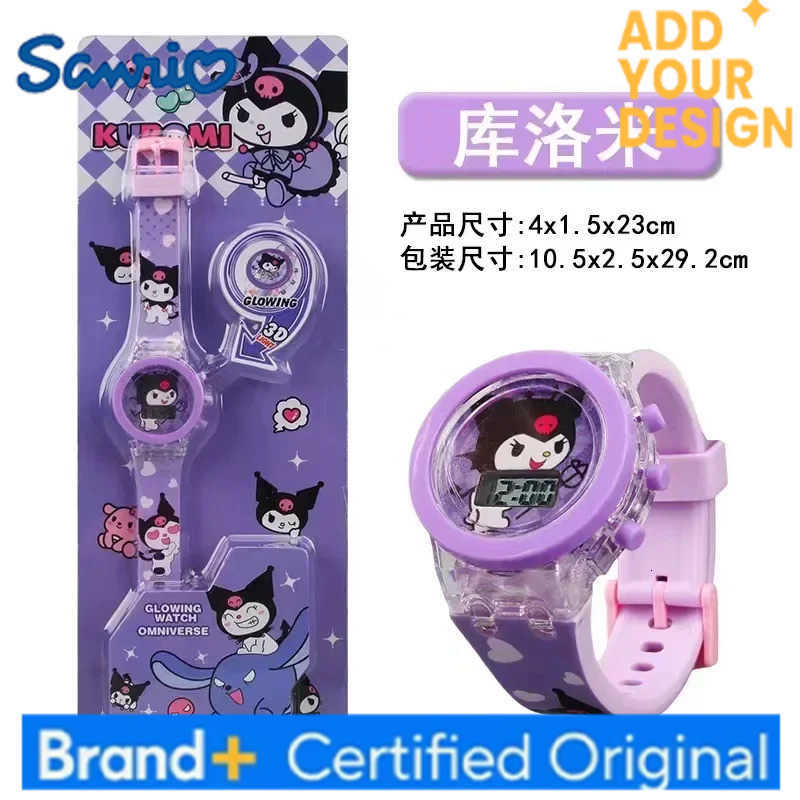 Sanrio Hello Kitty Child Glow Cartoon Electronic Watch Action Figure Kuromi My Melody Cute Luminous Toy Watch Kids Gifts Boxed H251223