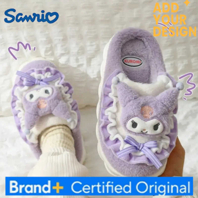 Sanrio Kids Slippers House Shoes Hello Kitty Winter Shoes For Girls Soft Bottom Warm Anti-slip Warm Blue Pruple Shoes Size 26-41 H251223