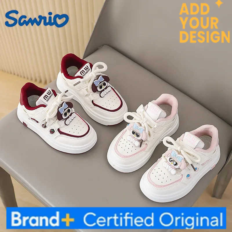 Sanrio KidsCasual Shoes Sneakers Cartoon My Melody PU Leather For Girls Anti-slip Velcro Breathable Pink Pruple Shoes Size 28-37 H2512231