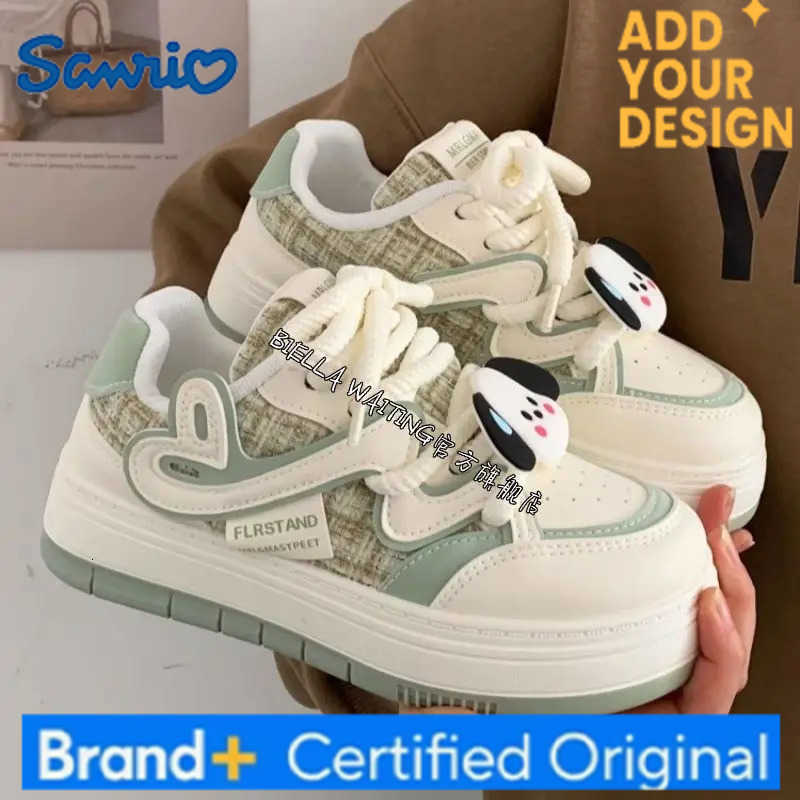 Sanrio Kawaii Hello Kittys Sneakers Womens Shoes Fashion Breathable Sports Shoes Leather Cartoon Girl Skateboard Student Board Shoes H251223