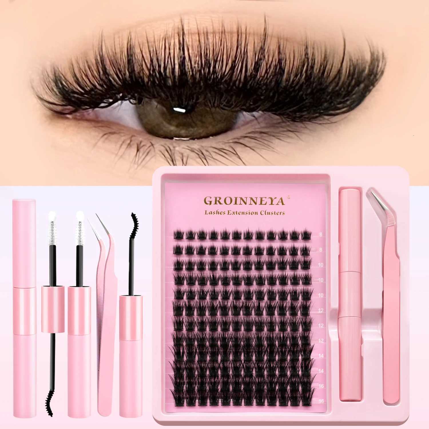 GROINNEYA Fluffy DIY Cluster Lashes Kit Individual Eyelashes Lasting Eyelash Extension Lash Bond And Seal Tools Easy MakeupT251223