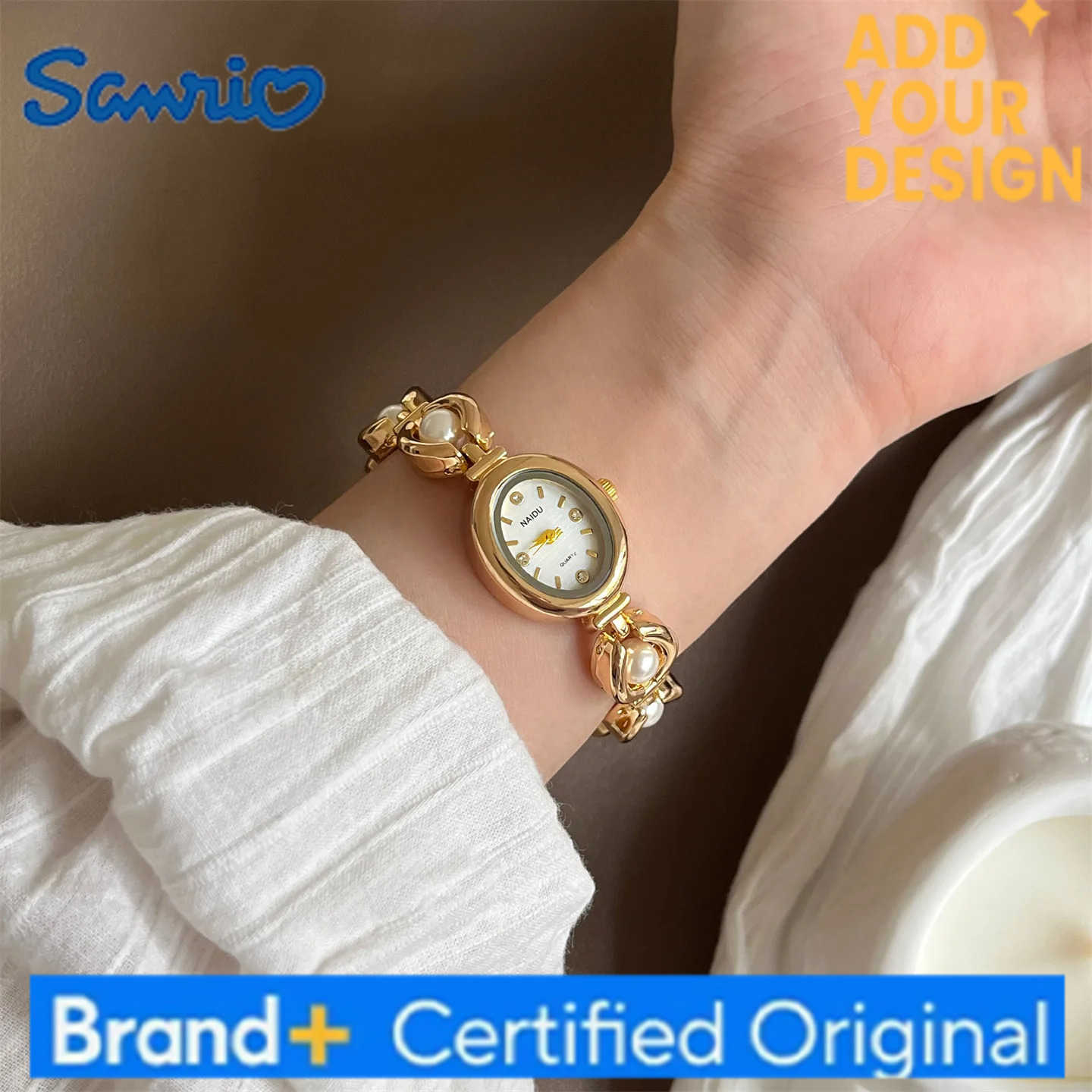 Sanrio Pearl white high-value bracelet watch sophisticated and elegant quartz watch for women high-end luxury womens wristwatch H251223