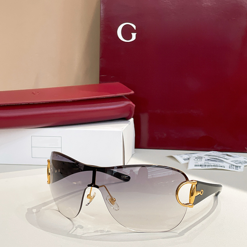 Designer Sunglasses For Women GG 2174 Shield Rimless Sunglasses Acetate Gradient Lenses Shades G Luxury Brand Daily Outfit Y2K Trendy Street Shooting Sunglasses