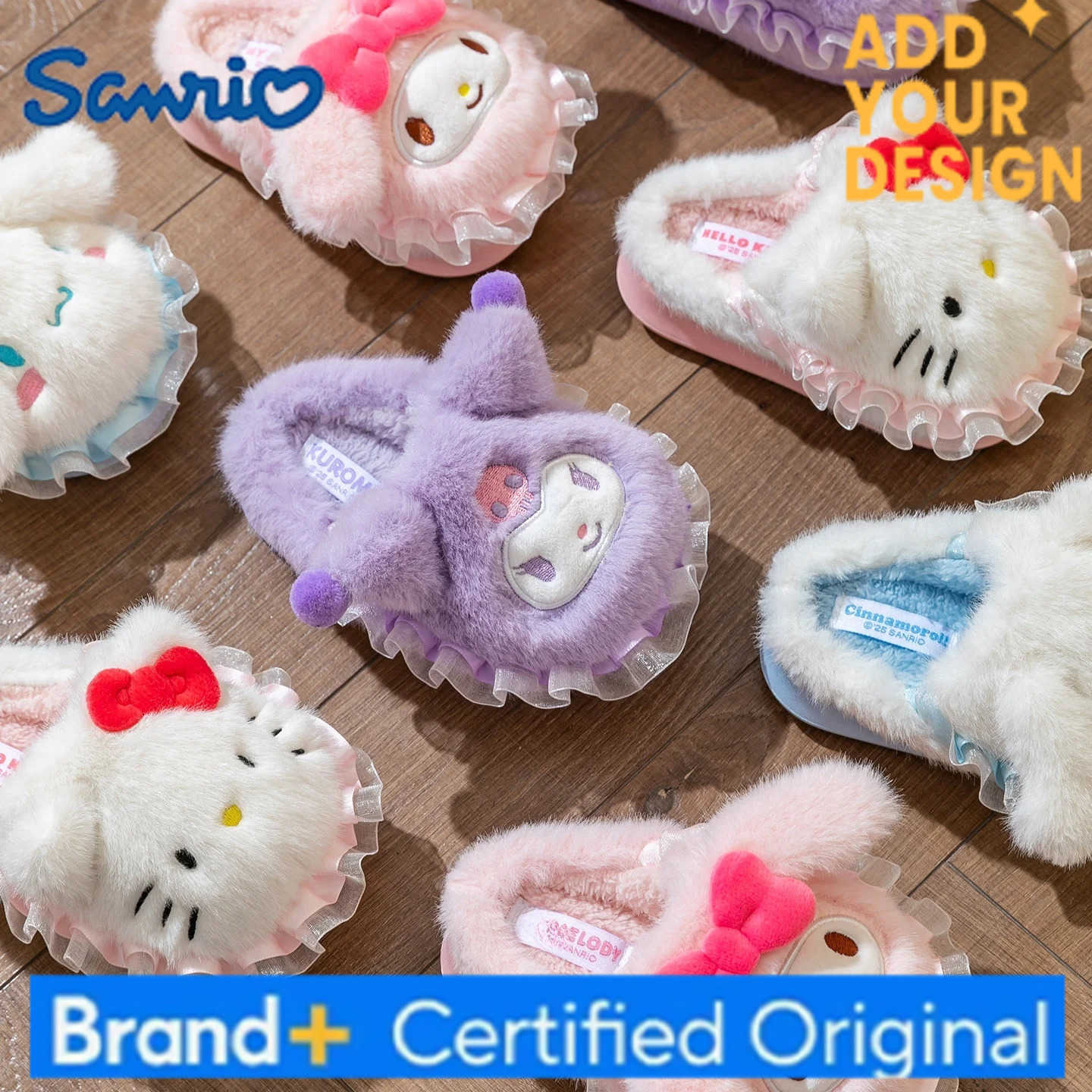 Sanrio Kids Slippers House Shoes Cartoon Cinnamoroll Winter Shoes For Girls Warm Anti-slip Soft Bottom Pink Blue Shoes Size 17cm-25cm H251223