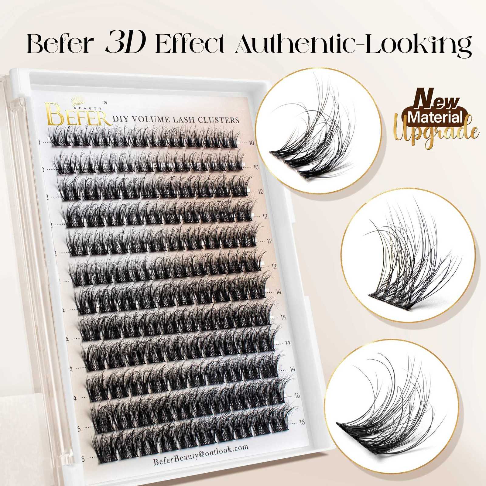 Befer 144pcs Lash Clusters 3D Natural Fluffy Cluster Lashes DIY Lash Extension 10-16mm Hight Quality Soft Super Thin Band MakeupT251223