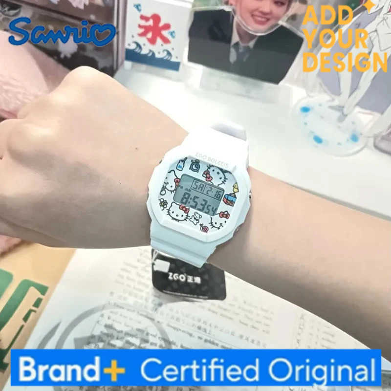 Sanrio Original Joint Anime Watch Cinnamoroll Hello Kitty Simple Luminous Waterproof Square Electronic Watch Boy Girl Gifts H251223