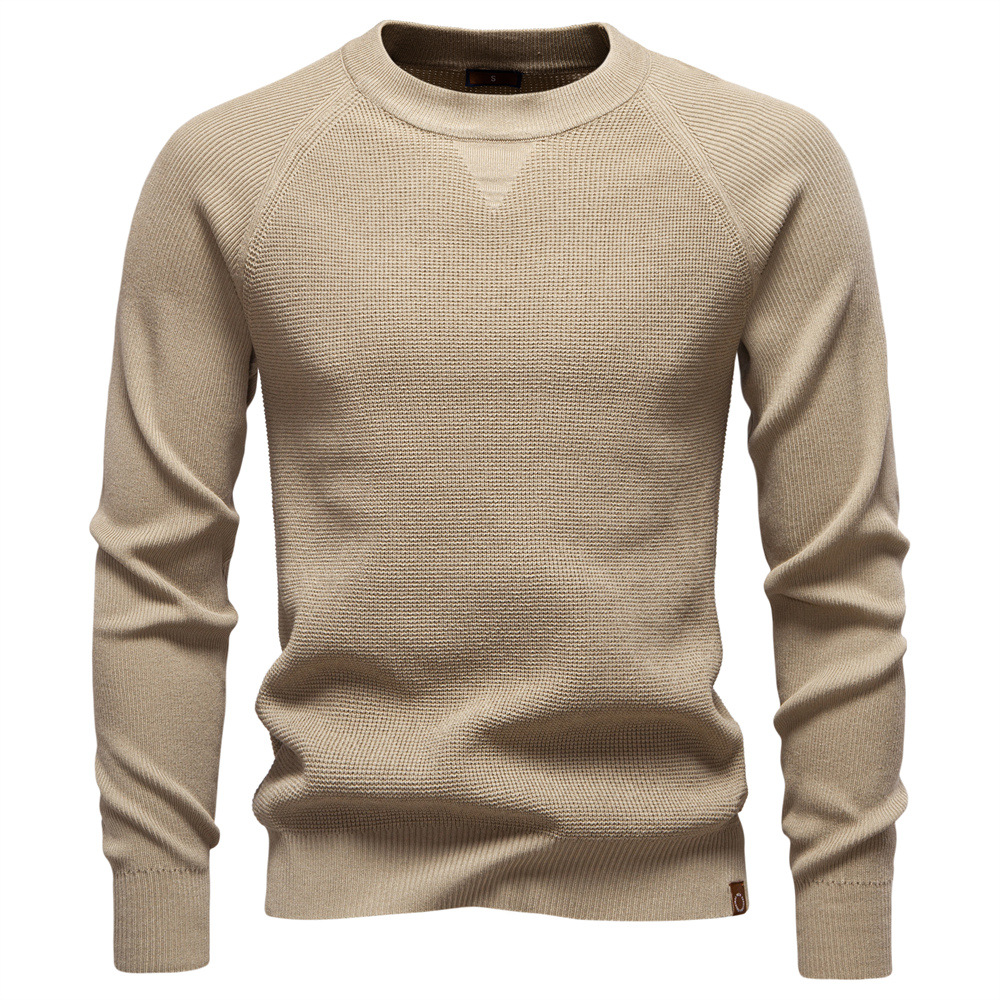WOZK2026 autumn and winter new round neck fashionable solid color sweater for men, high-quality business casual knitted men's sweater men's 
