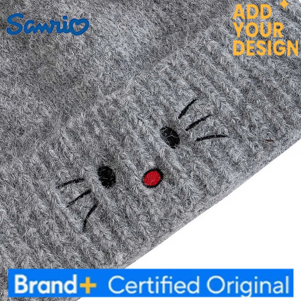 Sanrio Hot Sale Women Loose Soft Beanie Hat Lovely Cute Cat Ear Bow Design Winter Knitted Hats For Female Streetwear Winter Hat H251223 - view 4