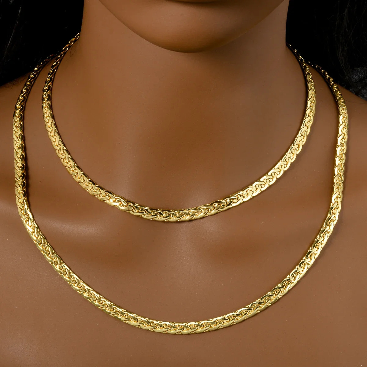 Simple Necklace Jewelry Fashion Italy 750 18K Gold Plated Flat Snake Chain African Wedding Birthday Gift Party 251223