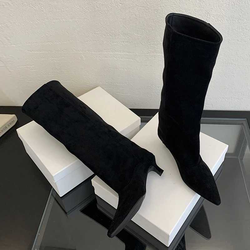 Liyke Autumn Winter Sexy Women Knee-High Boots Street Style Pointed Toe Thin Low Heels Cowboy Ladies Shoes Long Botas De MujerT251223