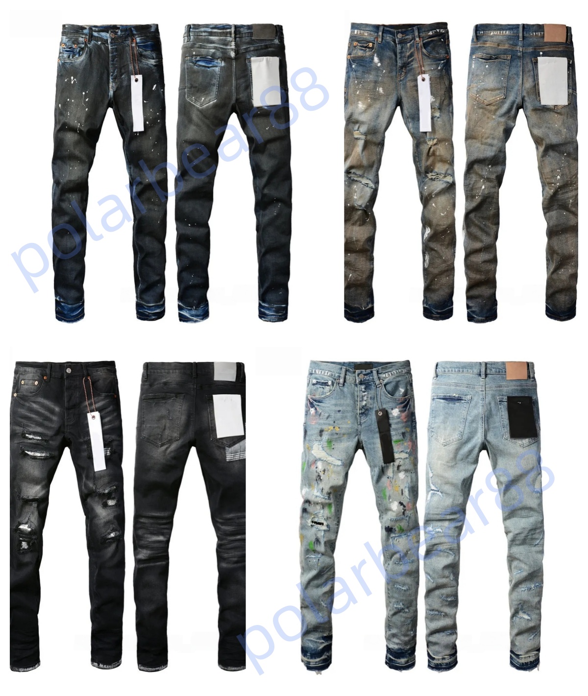 purples for mens Fashion Mens Designer Splicing Jeans Ripped Denim Pants Luxury Hip Hop Distressed Men Women Trousers black jeans jdffsfgwr