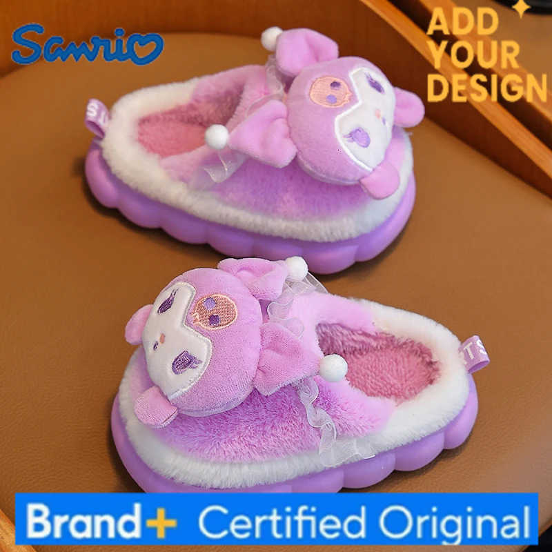 Sanrio Winter Warm Cute Cartoon Indoor Mule Soft Non-slip Fluffy Slippers For Kids Teen Boys Girls Children Home Cotton Shoes Size 24-4 H2512231