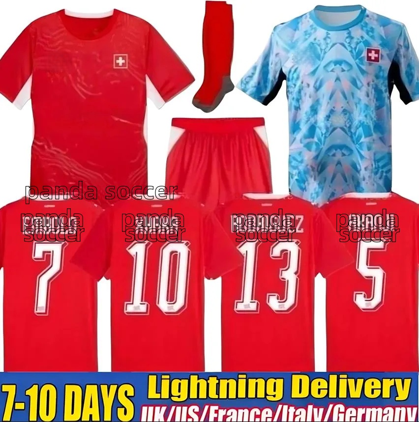2026 Switzerland Soccer Jerseys World Cup National Team ELVEDI AKANJI ZAKARIA SOW RIEDER EMBOLO SHAQIRI home away Football shirts mens kids kit Switzerland Jerseys