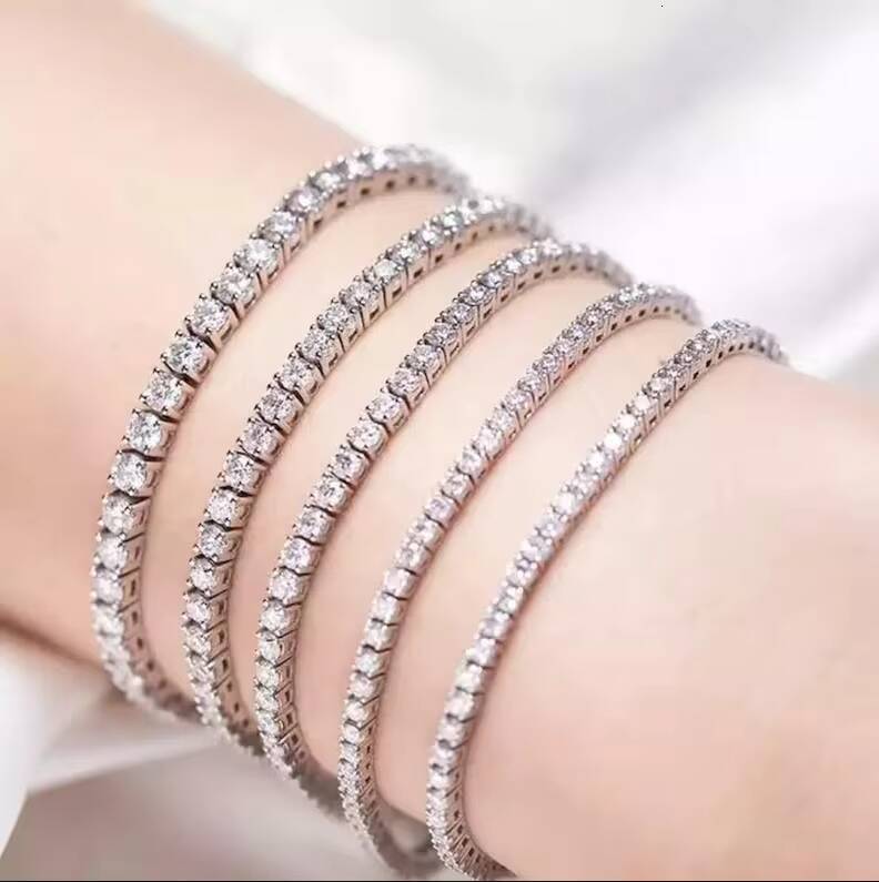 Redleaf 18K White Gold Plated 925 Sterling Silver Tennis Bracelet 3/4/5MM D Color VVS Moissanite 3/4/5MM D Color VVS Moissanite