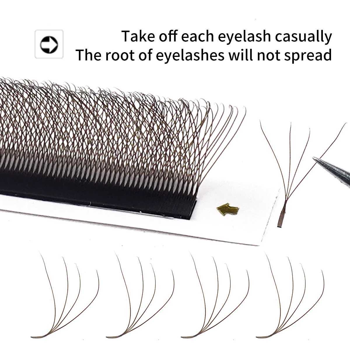 MENGLUKE Brown 4D W Shape Eyelash Extensions High Quality Individual Lashes Automatic Bloom Premade Volume FansT251223