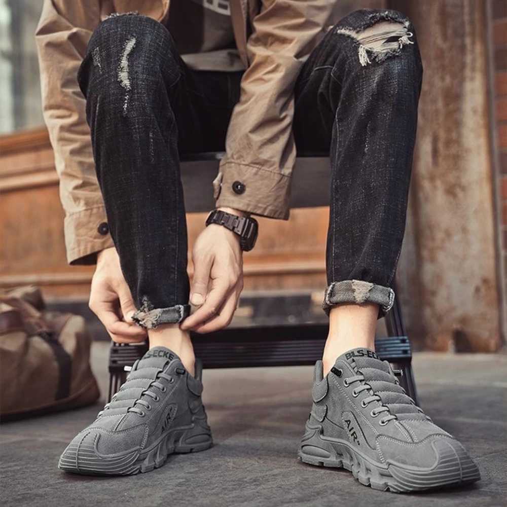 Mens Work Shoes 2025 New Sle Breathable Slip-On Anti-Slip Wear-Resistant Casual Sports Shoes Thick Bottom Labor Protection Z251223
