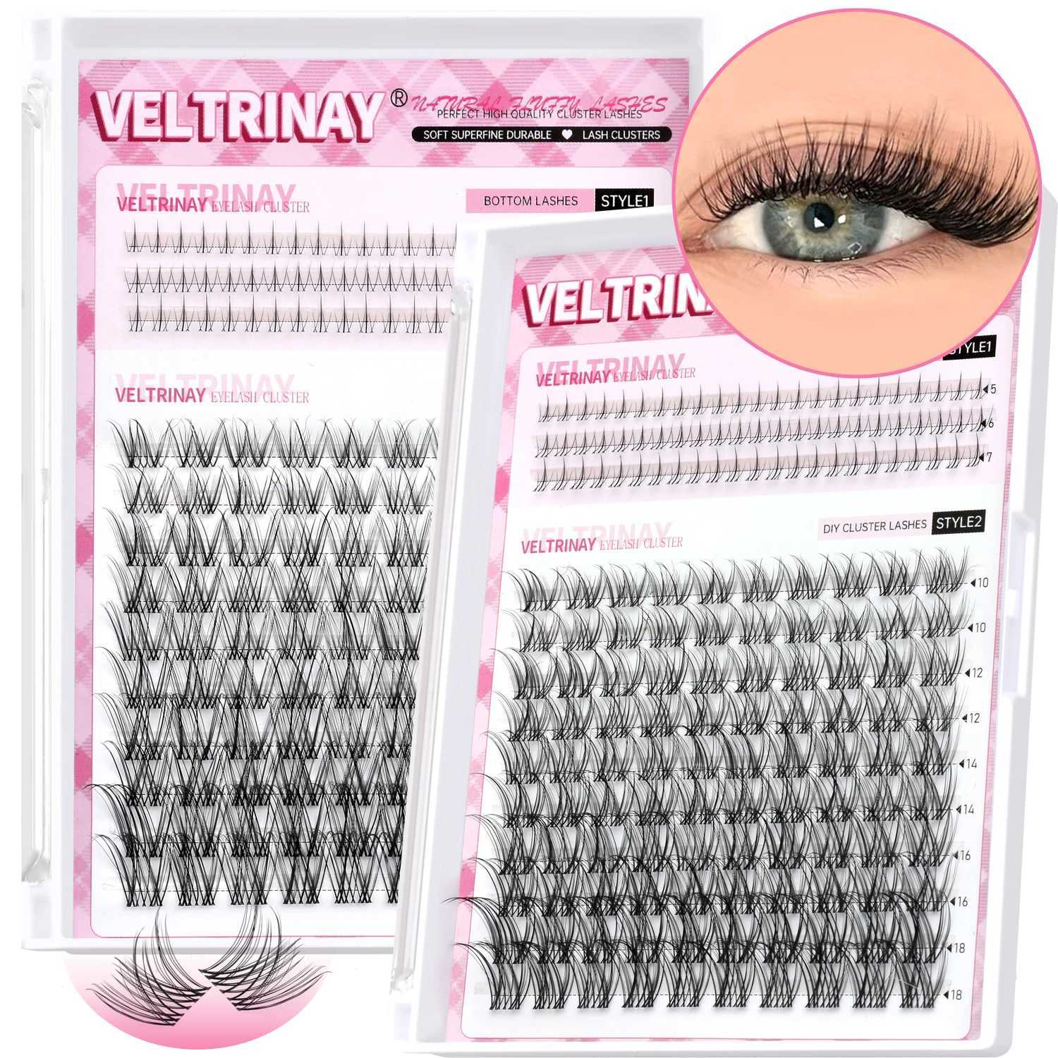 Veltrinay Lash Clusters Invisible Band Eyelash Clusters Upper Bottom Eyelashes Eye Lashes Natural Look DIY Eyelahes MakeupT251223