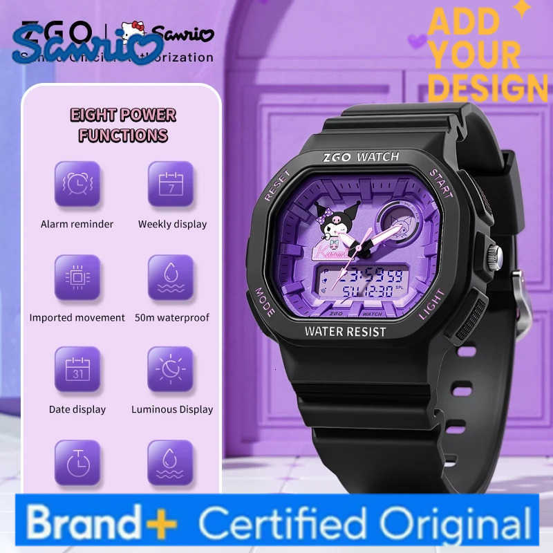Sanrio Kuromi Kids Digital Watch for Boys and Girls Sporty Waterproof Square Electronic Watch Gift 810 H251223