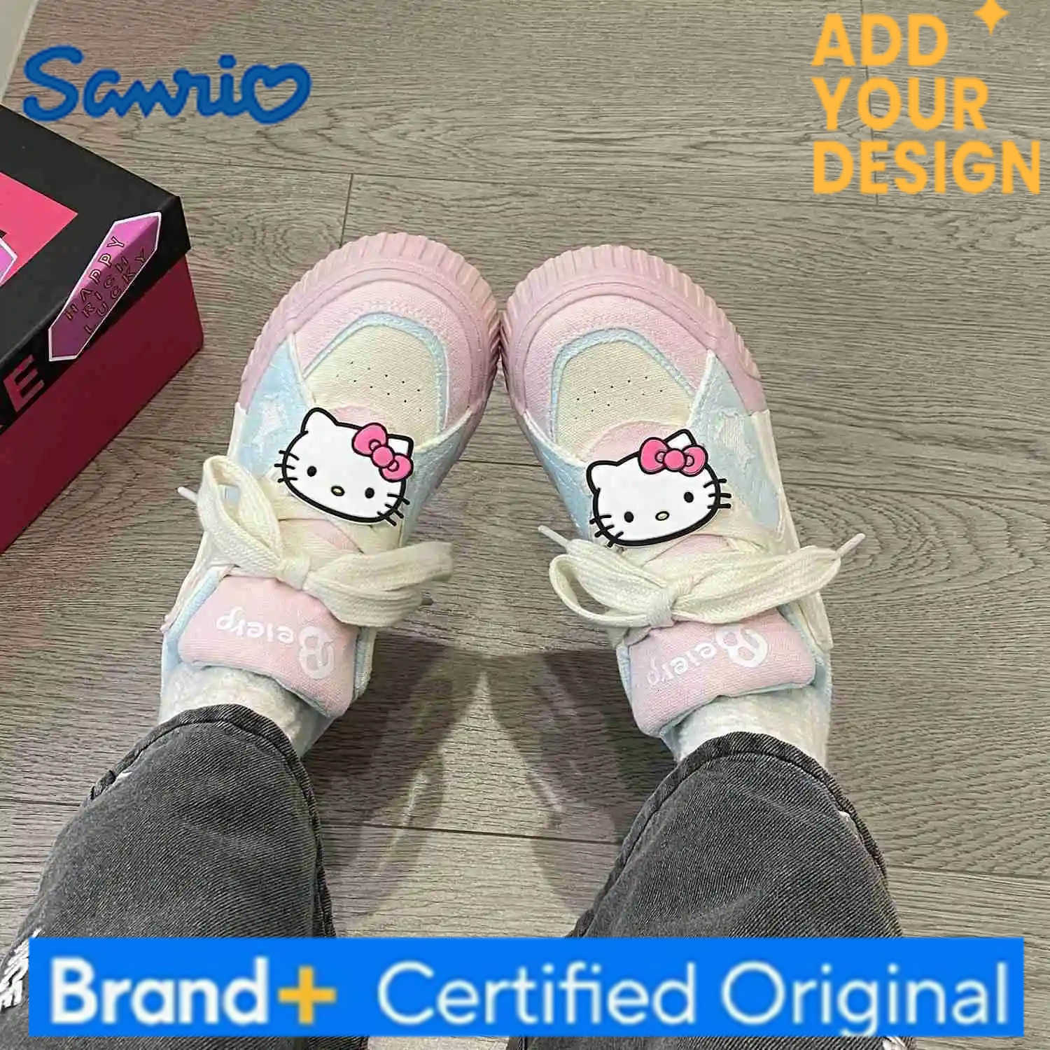 Sanrio Hello Kitty Thick Soled Canvas Shoes Women Fashion Cute Sports Board Shoes Japanese Style Harajuku Versatile Casual Shoes H251223