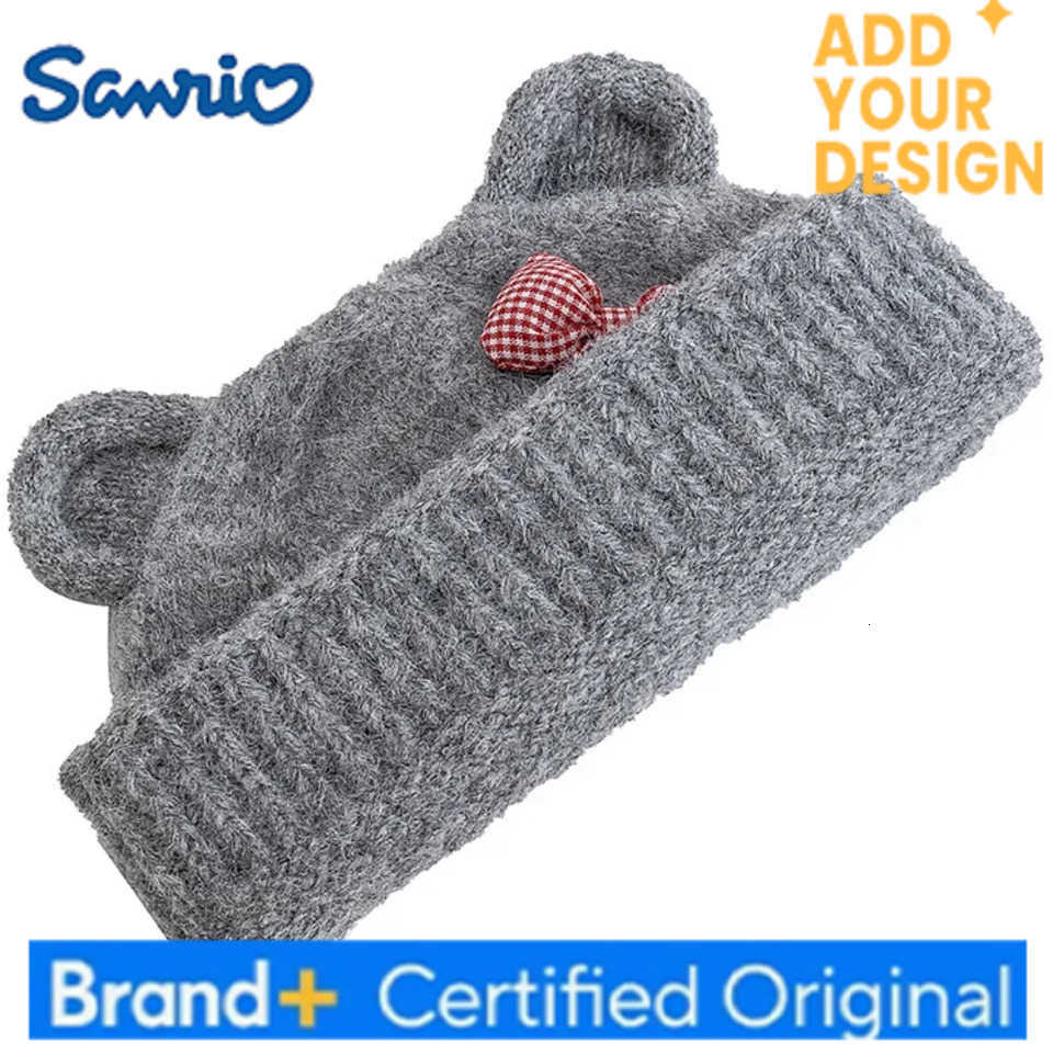 Sanrio Hot Sale Women Loose Soft Beanie Hat Lovely Cute Cat Ear Bow Design Winter Knitted Hats For Female Streetwear Winter Hat H251223 - view 5