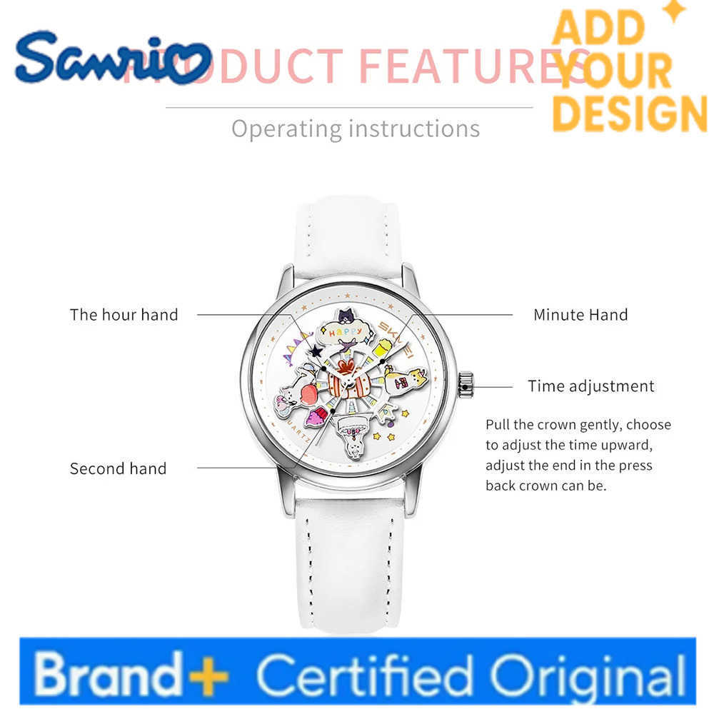 Sanrio SKMEI Fashion Cartoon Watch Cute Cat Quartz Womens Watch Rotate The Dial Student Luminous Waterproof For Girls Students Gift H251223