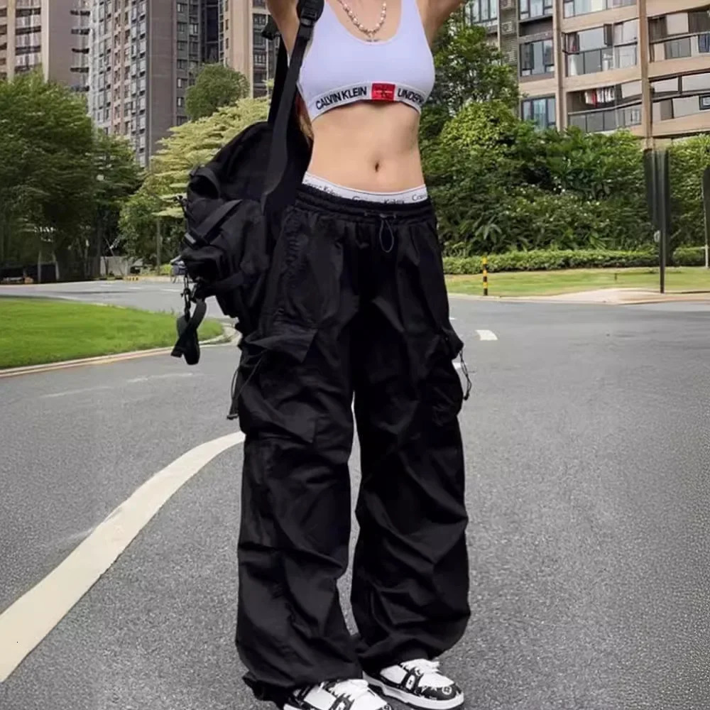 Vintage American Style Loose-Fit Straight-Leg Cargo Pants Sensibility Pocket For Men And Women Summer Y2K Trousers Wide Leg Casu 251222