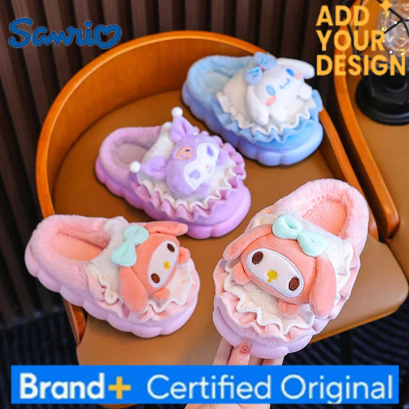 Sanrio New Autumn And Winter Childrens Warm Cotton Slippers Indoor Cute Cartoon Girls Slippers Baby Cotton Slippers H251223