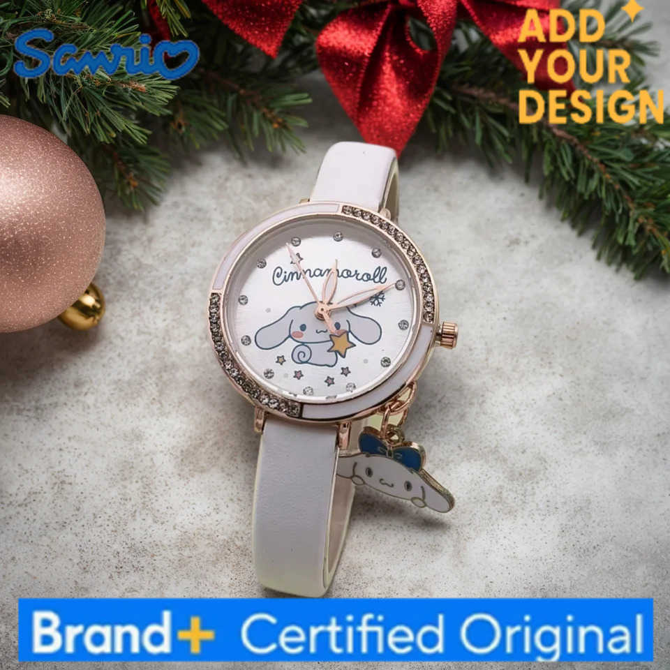 Sanrio Hello Kitty Kuromi Melody Cinnamonroll children watches Girls Kids Gift Wristwatch Leather strap metal dial H251223