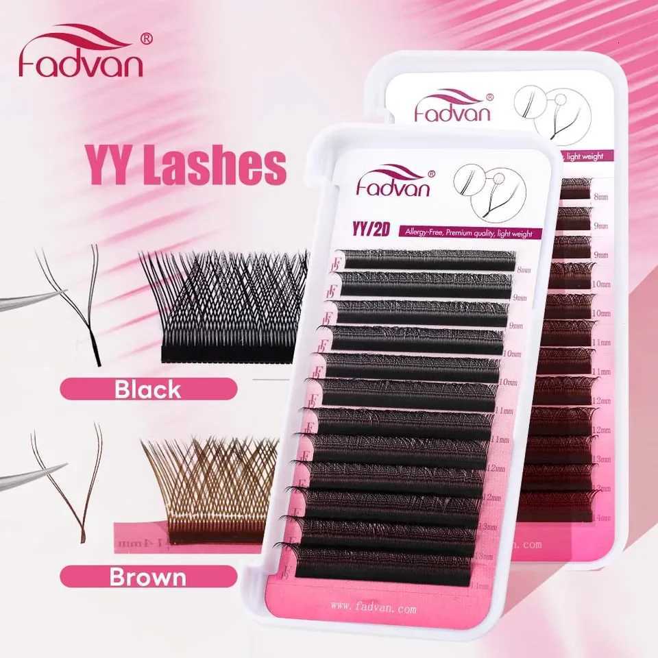 Fadvan Double Tips YY Shape Black Brown Eyelashes Extensions C/D/L/LU/L High Quality Individual Lashes Volume Eyelashes MakeupT251223