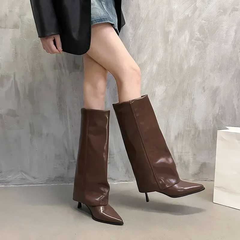 New Western Cowboy Boots Women Fashion Slip-On Long Pipe Boots Female Sexy Thin High Heel Trend Knee High Botas 2025T251223