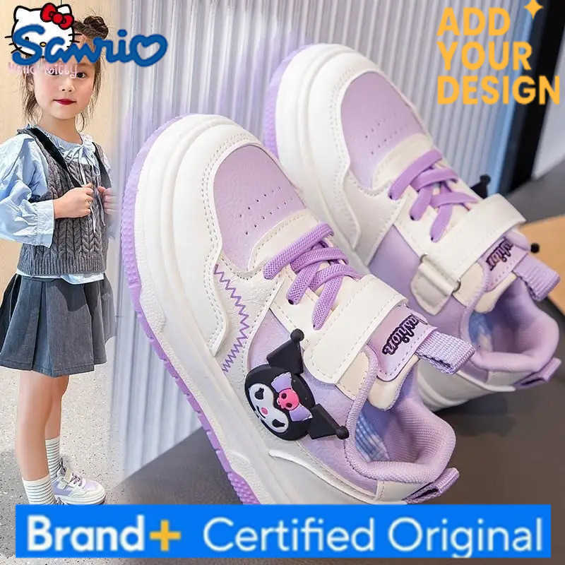 Sanrio Kuromi Girls Soft Bottom Shoes Kawaii Cartoon Spring Autumn New Anime Childrens White Shoes Fashionable Sports Dad Shoes H251223