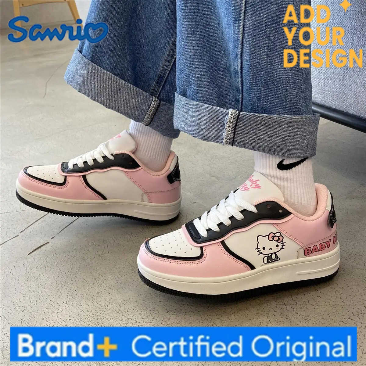 Sanrio 2025 Hello Kitty Pink Cute Board Shoes Female Student Soft Girl Katie Cat Sports Shoes Anime Kawaii Women Skateboard Shoes Gifts H251223