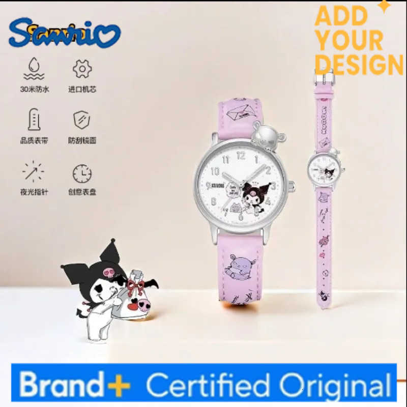 Sanrio Hello Kitty Cinnamoroll anime cartoon cute fashionable waterproof luminous watch suitable for students is a gift for girls H251223
