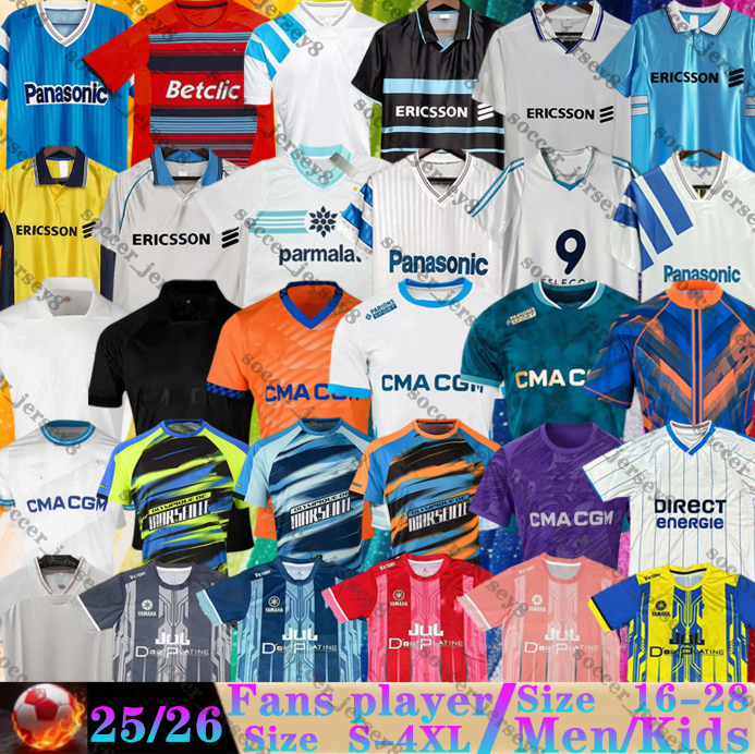 Maillot de foot marseilL e soccer jerseys retro PAPIN BALR 90 91 92 93 98 99 DROGBA DESCHAMPS PIRES 2000 03 04 11 12 Classic vintage men uniforms Football Shirt BOLI PAYET