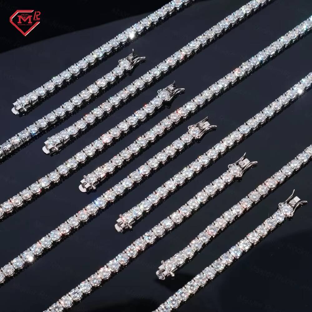 2mm 3mm 4mm 5mm Moissanite Tennis Necklace 925 Silver VVS Iced Out Hiphop Bling Moissanite Chain