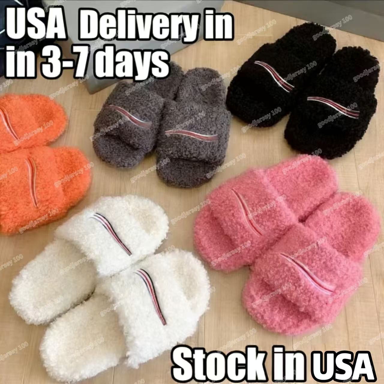 Oiginal Box Women Fur Slides Furry Slippers Designer Mules Fall Winter Homewear Slide Men Footwear Paris Luxury Comfortable Fuzzy Flip Flop Fluffy Wool size 35-45