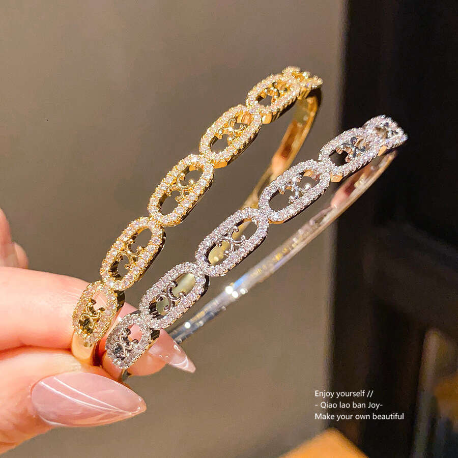 18K bracelet Plated Zircon Oval Clasp Niche Fashion Versatile Bracelet Light Luxury High-End Feel Jewelry
