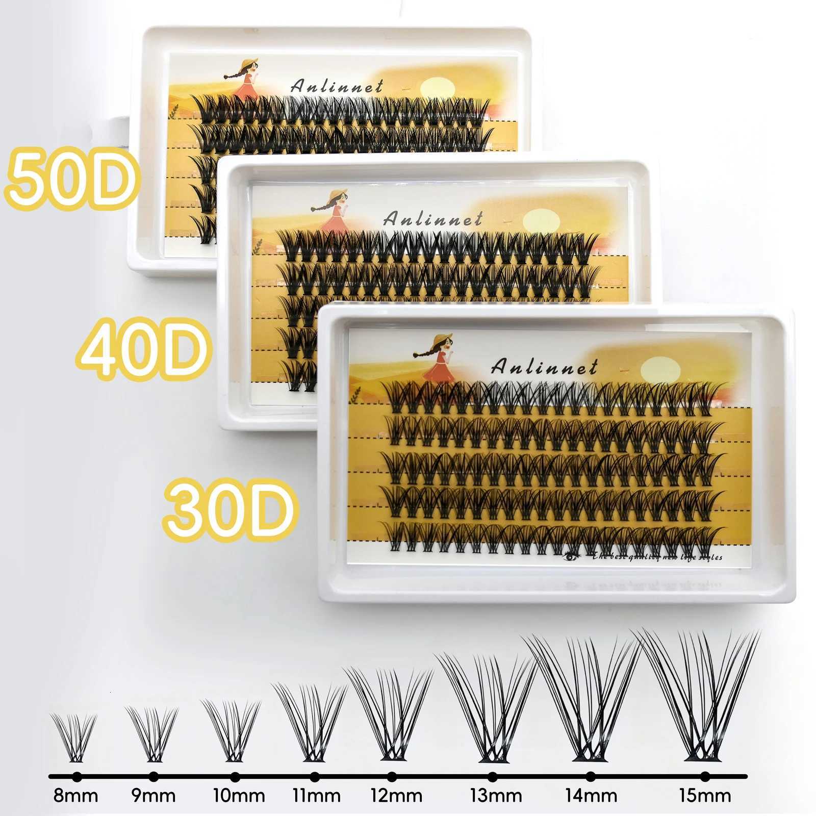 ANLINNET 100 natural eyelash makeup eyelash extension 30D/40D/50D personal eyelash cluster makeup false eyelash toolT251223