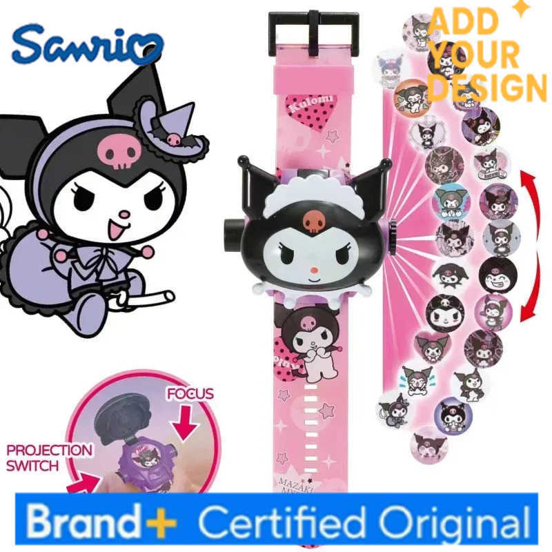 Sanrio Sanrios 3D Projection Digital Watch Kawaii Hello Kitty Kuromi Cinnamoroll Anime Action Figure Toy Watch Flip Popular H251223
