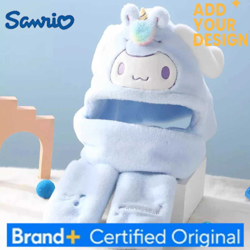 Sanrio Kuromi Hats Scarves Gloves All-In-One Earmuffs Cute Cartoon Winter Hat Thickened Cold-Proof Windproof Warm Christmas Gift H251223