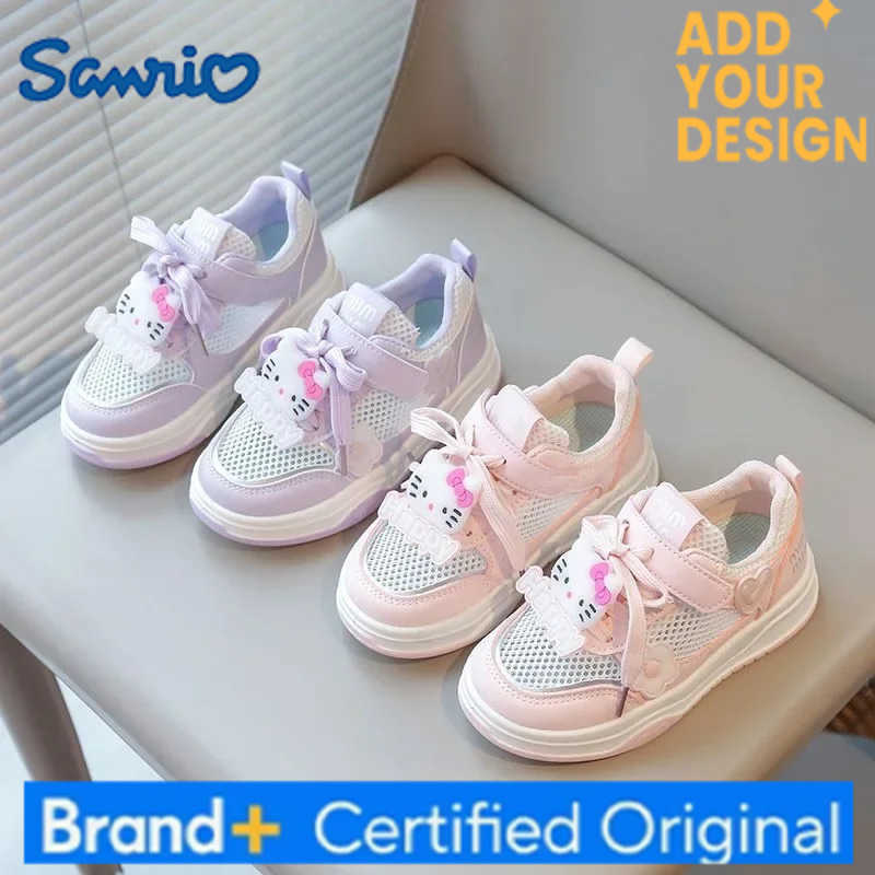 Sanrio 2025 Summer Hello Kitty Anime Mesh Casual Sneakers Cute Cartoon Kawaii Breathable Sports Shoes Girls Gifts for Kids H251223
