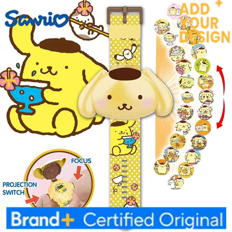 Sanrio Hello Kitty Toys Set 3D Projection Digital Watch Cinnamoroll Kuromi Melody Anime Action Figures Model Toy Kid Gift H2512231