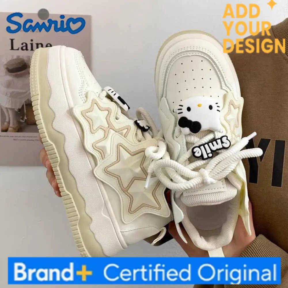 Sanrio Anime Female Sneakers Hello Kitty Sports Shoes Cartoon Cute Spring Autumn Versatile Thick Bottom Rise Leisure Board Shoes Girls H251223