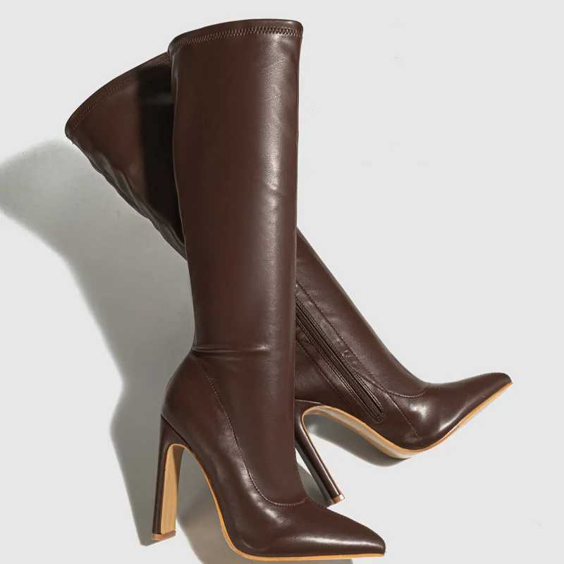 Winter New Fashion Knee-High Boots Women Pointed Toe Elegant Thin High Heel Casual Ladies Pumps Shoes Long Botas MujerT251223