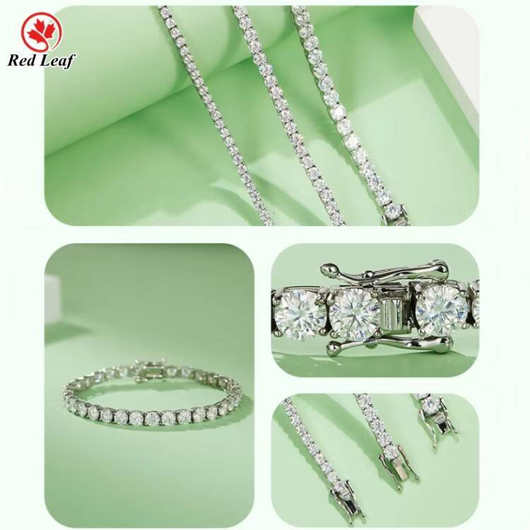 Redleaf 18K White Gold Plated 925 Sterling Silver Tennis Bracelet 3/4/5MM D Color VVS Moissanite 3/4/5MM D Color VVS Moissanite