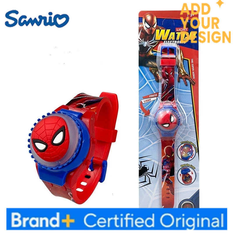 Sanrio New Spiderman Kids Watches For Boys Cartoon Hello Kitty Stitch Children Rotate Watch with Flash Light Girls Toys Clock H251223
